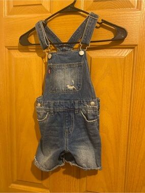 Levi's Kids Dark Blue Denim Short Overalls